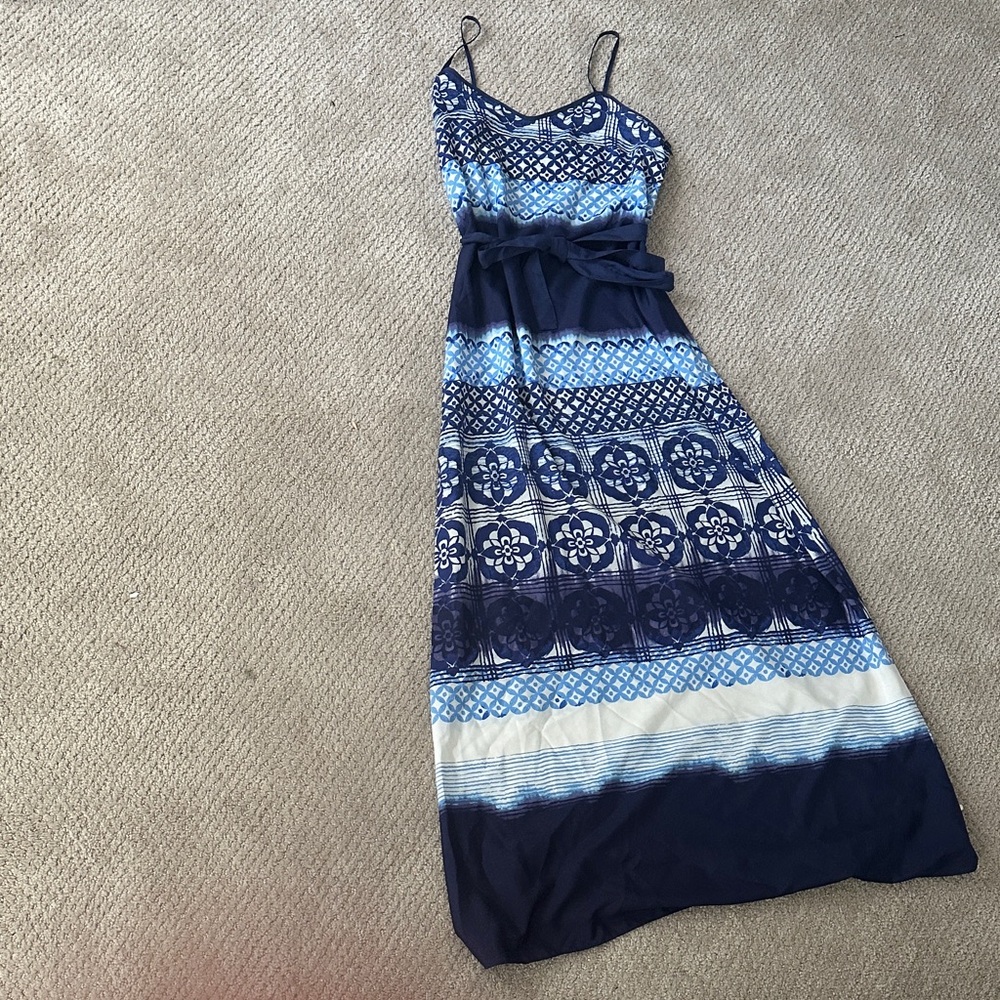 NWOT Blue Patterned Maxi Dress